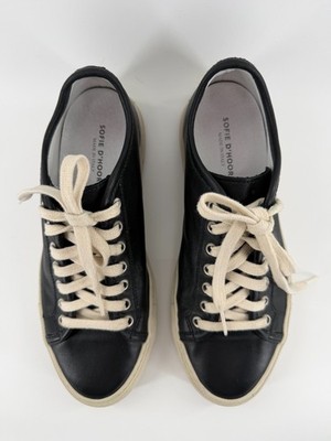 Sofie D'Hoore Black Leather Low Top Sneakers Shoes EU 38 US 7.5 Made in Italy 