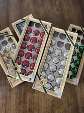 Lot 86 Rauch Pyramid Glass Christmas Ornaments In Box USA Assortment 1.75” Diam