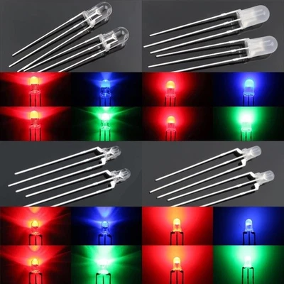 Duo LED Bicolor 3mm 5mm 3 Pin gem. Anode Kathode rot/grün rot/blau LEDs 10 Stück - Bild 1 von 4