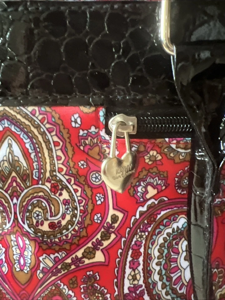 Kathy Van Zeeland Rojo Cachemira Floral Fin de Semana Equipaje Bolsa de Lona con Ruedas Foto 3 de 4