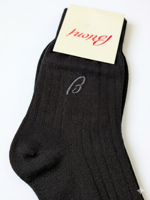 Brioni Solid Black High Dress Socks Ribbed Lightweight Extrafine Cotton M 8-10