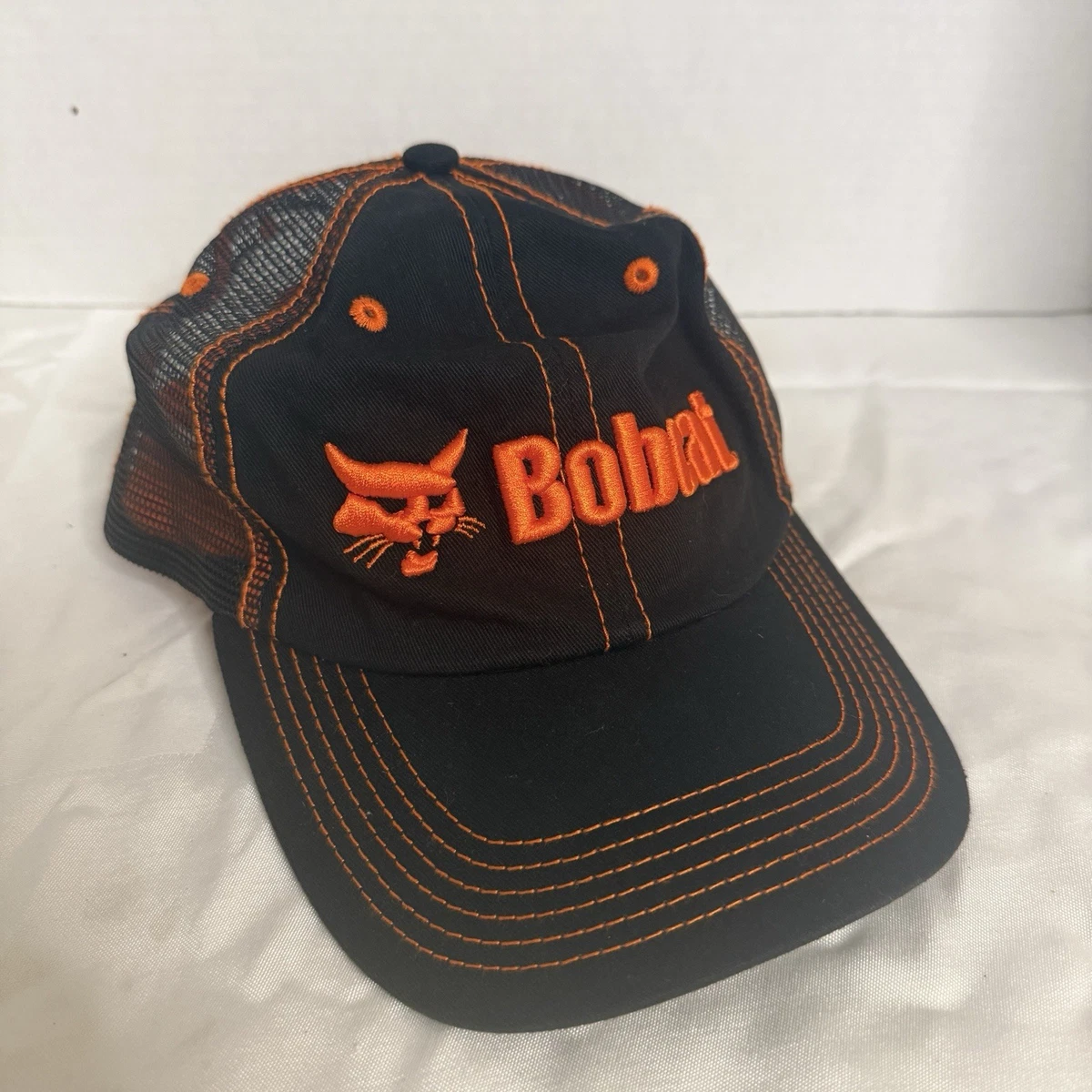 Bobcat Officially Licensed Embroidered Blk Blaze Orange Strap-on Hat Cap Buck Leather Patch Blaze Duck Camo-Orange Richardson 112PFP  main image 4