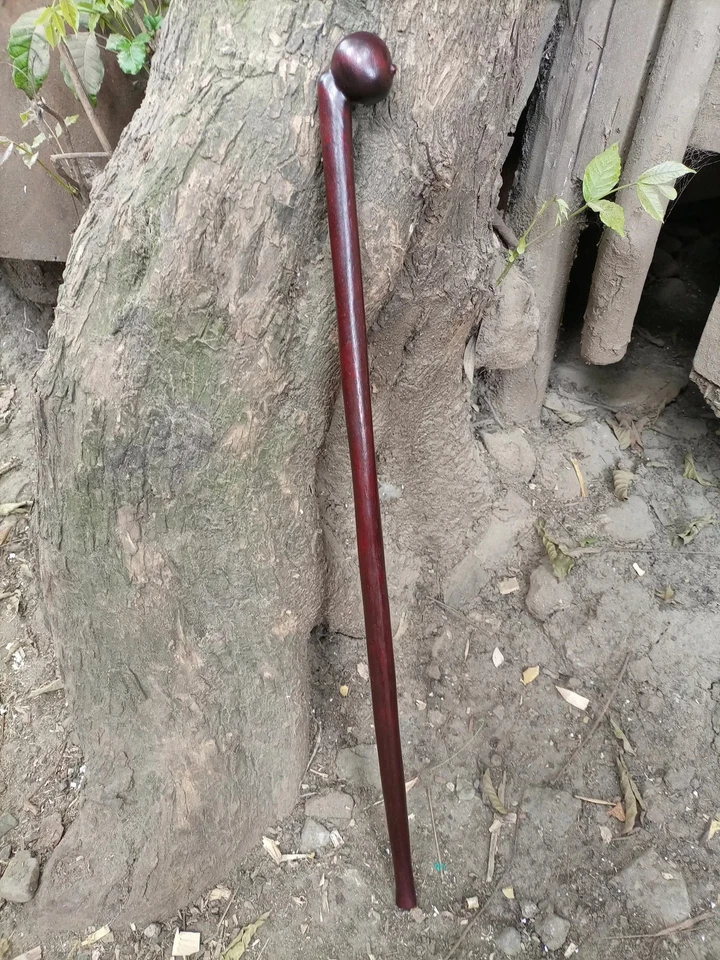 Original 1920 Estilo Africano Palisandro Hierro Caoba Caminar Senderismo Bastón Ambi Foto 3 de 4