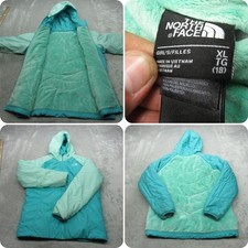 The North Face Jacket Girls XL Aqua Hooded Insulated Reversible Perseus Puffer