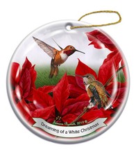 Holiday Pet Gifts Rufous Hummingbird Bird Porcelain Christmas Ornament