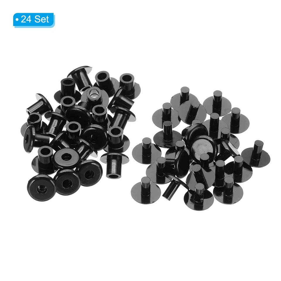 M5*6mm Plastic Binding Post 24 Sets Chicago Screws Rivet Black Press-on Buckle Foto 3 de 4
