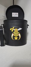 MASONIC SHRINER BLACK FEZ CASE WITH SRINE LOGO EMBROIDERY, NOBLE FEZ CASE