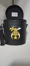 MASONIC SHRINER BLACK FEZ CASE WITH SRINE LOGO EMBROIDERY, NOBLE FEZ CASE