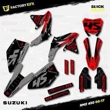 Gray & Red Slick Racing Graphics Kit fits 08-17 Suzuki RMZ450 Sticker RMZ 450