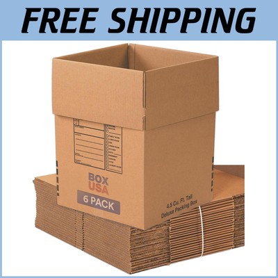 Durable 6-Pack 18x18x24 Moving Boxes with Flap Tabs for Effortless Packing
