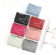 Mickey Mouse Women Leather Mini Wallet. Cash, Multi-Card holder with Coin holder