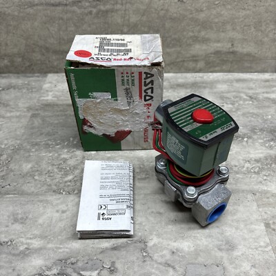 Asco 8215G33 RedHat Solenoid Operated Valve, 3/4  Ports 120VAC Coil, New