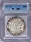 1881-S Morgan Silver Dollar $1 ICG MS64 - Handsomely Toned!