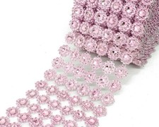 10YD Pink Diamond Bling Mesh Rhinestone Ribbon Wrap Wedding Decoration 4"