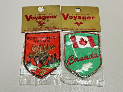 Vintage Fort Frances Ontario Canada Souvenir Lot of 2 Voyager Patches NOS