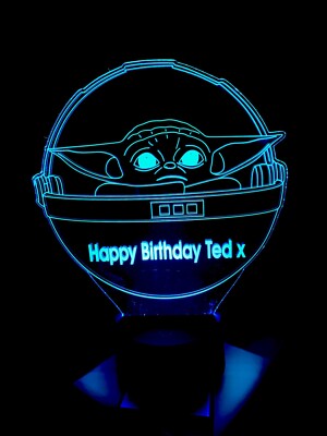 Baby Yoda 3D Illusion Smart APP Steuerung 3D Illusion Nachtlicht Bluetooth, Musik