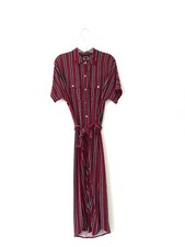 Ralph Lauren Women's Striped Shirt Dress, Wine and Black, Size M