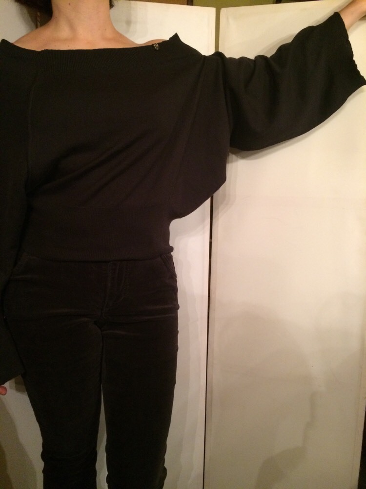 Patrizia Pepe Grey-Deco 100%Wool Long Sleeve Asymmetrical Ladies Sweater One Sz