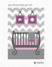 Grey Chevron Baby Girl Crib Needlepoint Kit or Canvas