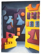 Abstract Geometric Expressionism Modern Art Lois Lewis Schumm Acrylic On Canvas 