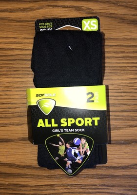 New Sofsole All Sport Girl s Team Sock 2 Pair Black XS 9C-1Y