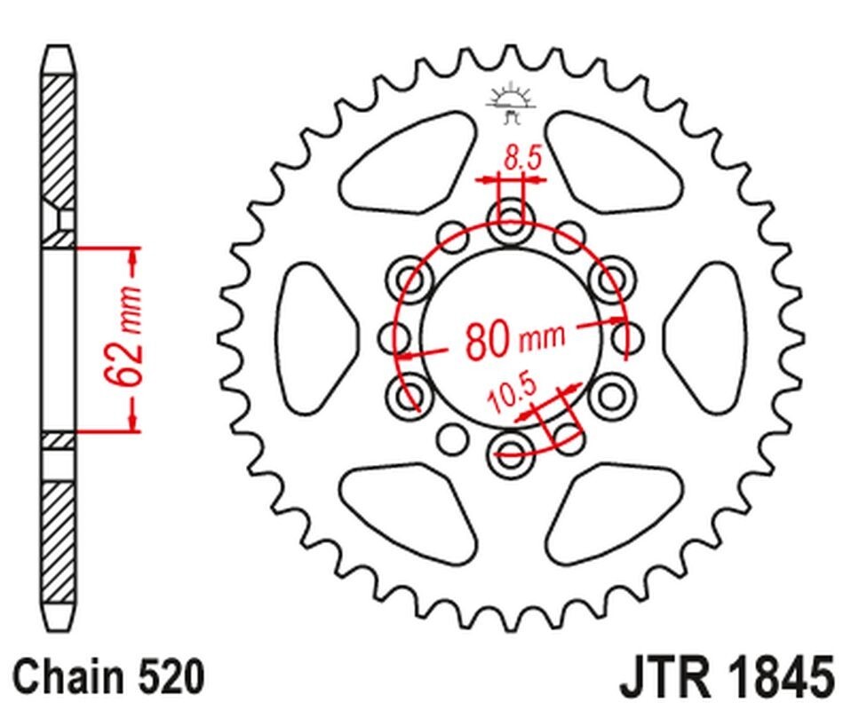 Pignon arrière JT 4324 37 dents pour chaîne 428 moto Yamaha TDR 125 1993-1999 432437JT