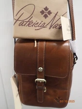 Patricia Nash Zeva Leather Crossbody Wallet Cognac Fits Large Phones