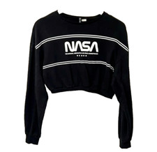 H M Divided  NASA Black Cropped Sweatshirt M