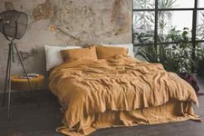 Linen Bedding, Washed Linen Duvet cover, 3PCs Natural Bedcover with Pillowcase