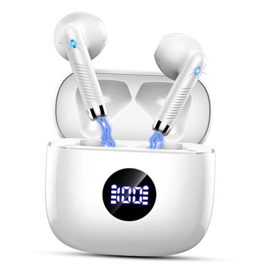 Wireless Bluetooth 5.4 Earbuds with Noise Cancelling in Cloud White-image