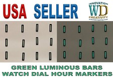 Watch Dial Hour Markers 12 pieces Green LUMINOUS bars Indexes Rectangles indices