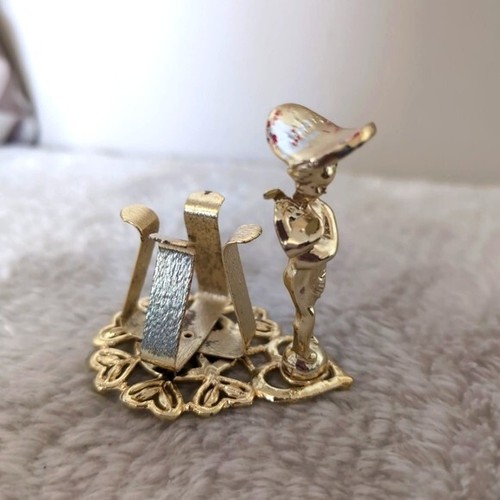 Vintage Rare Glam 1960s Beauty Gold Plated Cherub Nail Polish Bottle Holder - Picture 2 of 7