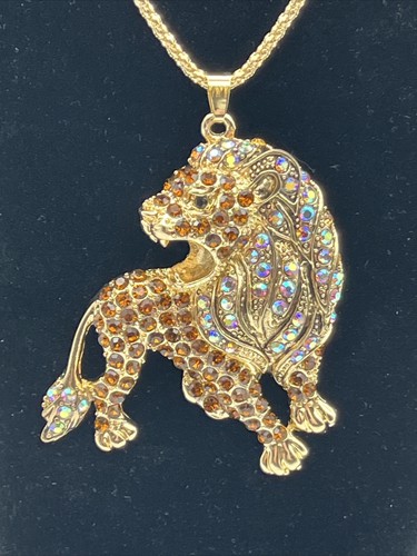 Betsey Johnson Lion Necklace/Brooch Large Pendant Signed Africa Safari NWT #4 - Picture 4 of 8
