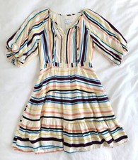 Anthropologie Lost + Wander Womens Striped Patti Puff Fit & Flare Dress Small