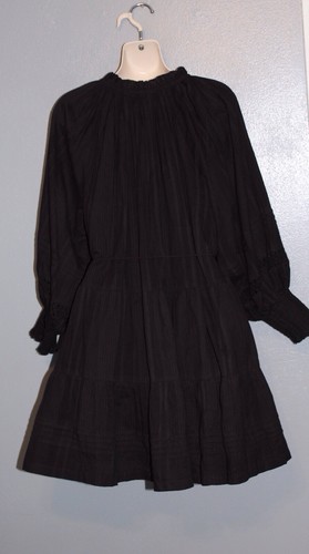 Cleobella Anthropologie Solid Black Peasant Mini Dress Eyelet Trim Medium - Picture 6 of 10