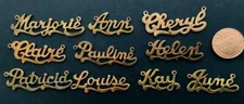 Vintage 1970's Copper Brass Script Names Charms Pendants Mix 10