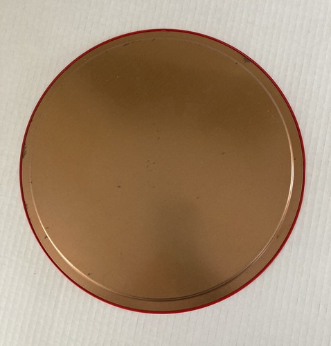 Vintage MCM Christmas Round Serving Metal Tray White Poinsettias on Red - Picture 3 of 3