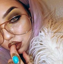 Vintage Style Large BIG Aviator Eyeglasses Clear Lens Women Metal Fashion Frames