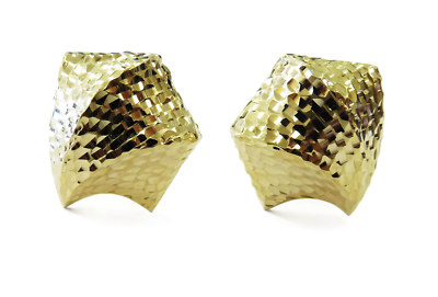 14 Karat Gelbgold Diamantschliff einzigartige Form Damen Ohrringe ~ 7,2 g