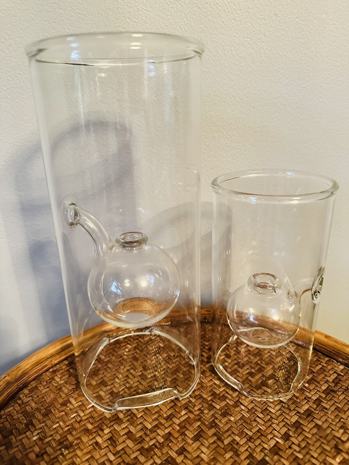 Wolfard Handblown Glass Oil Lamps Set Of 2 Vintage Lamps 9" & 6” eBay