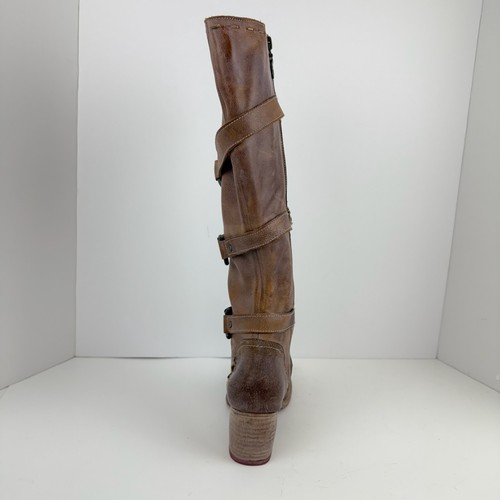 Bed Stu Decree Tan Distressed Womens Leather Knee High Tall Heel Boots Sz 7 USA - Picture 9 of 22