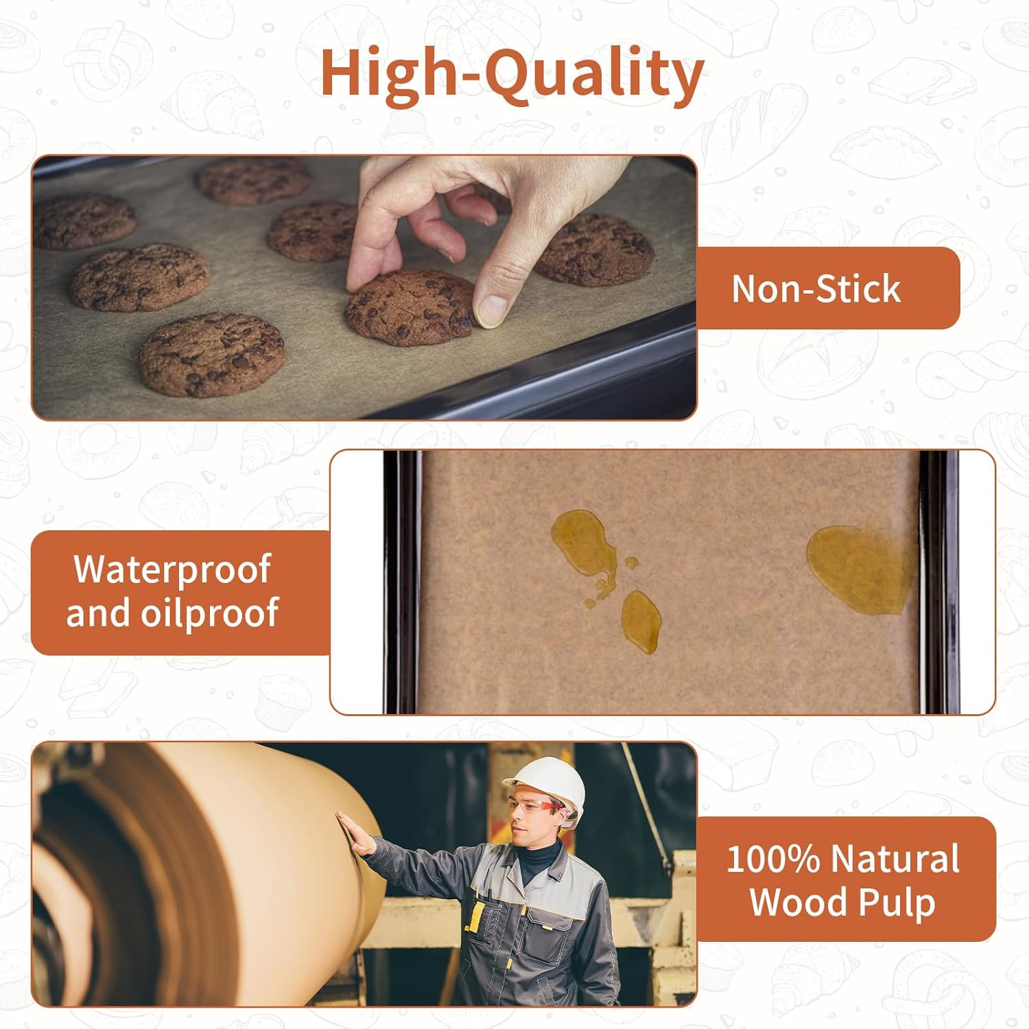 Vivinin 110 Pcs Parchment Paper, 10.7 X 13.6In Parchment Paper Sheets, Unbleache