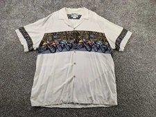 Vintage Paradise Found Hawaiian Shirt Mens 2XL Motorcycle Button Up USA
