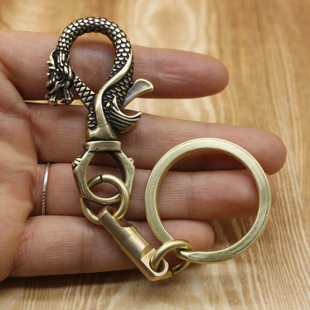 Brass Dragon Keychains Key Holder Keyrings Snap Spring Hook With Split