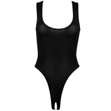 Women's Swimwear See Through Mesh Bodysuit Crotchless Thong Leotard Lingerie