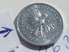 x1 M063, 2 zl zlote 1990 Polska old coin with error destrukt