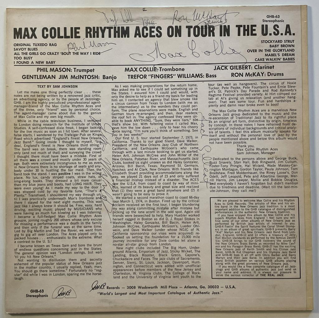 Max Collie Rhythm Aces On Tour In The USA LP SIGNED BY ALL