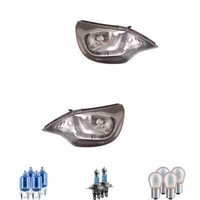 Halogen Scheinwerfer Set H4 Schwarz FüR KIA Rio III Stufenheck Inkl. Lampen