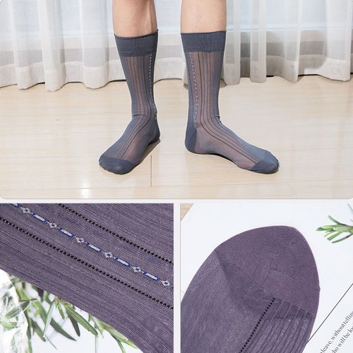 1Pair Men's Summer Thin Silk Socks Over the Calf Business Dress Crew Socks . , * - Picture 12 of 26