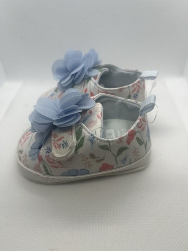 Carter's White/Blue Floral Print Sneakers Shoes, Baby/Infant Girl 0-3M NEW - Picture 4 of 6